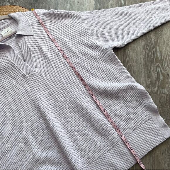 Aerie waffle knit cozy up polo sweater in lavender women’s size XL - Picture 4 of 7